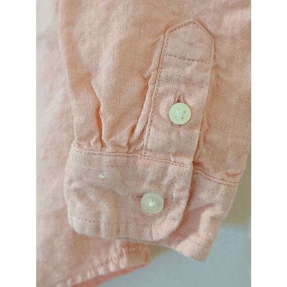 JANIE AND JACK Boy’s Pink Linen Roll-Cuff Long Sleeve Button Down Shirt Size 5 - Picture 7 of 8